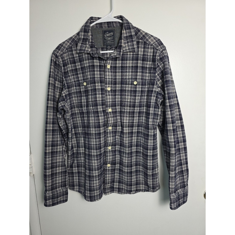 Grayers Heritage Flannels Men's Flannel Shirt Long Sleeve Blue & White Medium
